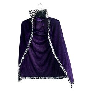 Kids Purple velvet cape with dalmatian print trim Cape Size 3-4